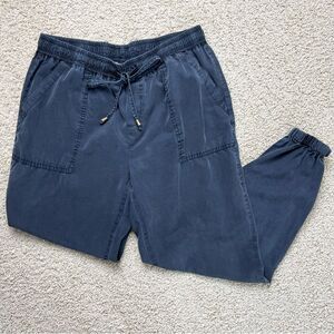 THREAD & SUPPLY Pull On Jogger Pants Linen Blend Elastic Waist Vintage Black M